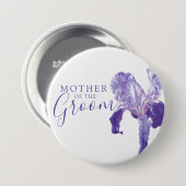 Mutter der Bräutigam-Iris lila Hochzeit Button (Vorne & Hinten)