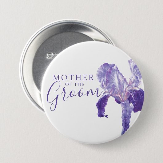 Mutter der Bräutigam-Iris lila Hochzeit Button (Vorne & Hinten)