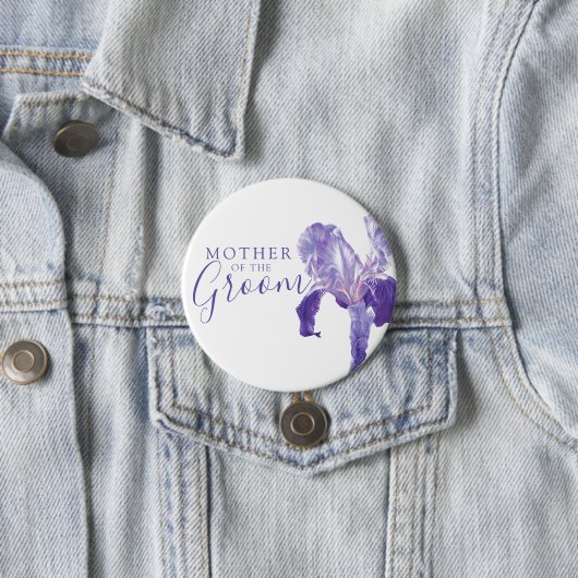 Mutter der Bräutigam-Iris lila Hochzeit Button (Beispiel)