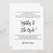 Mutter der Brautpaarkarte Einladung (Vorne/Hinten)