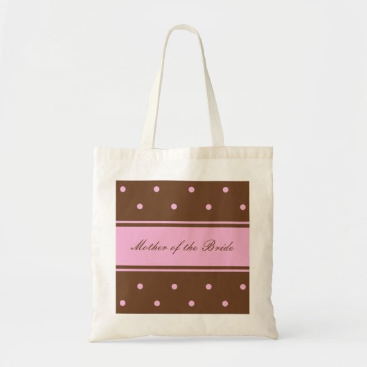 Mutter der Brautttasche — rosa Punkte auf brauner  Tragetasche (Vorne)