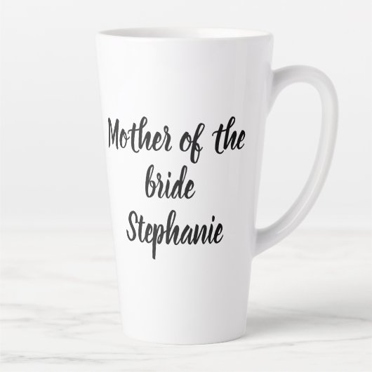 Mutter der Bride Black Elegant Script Hochzeiten Milchtasse (Rechts)