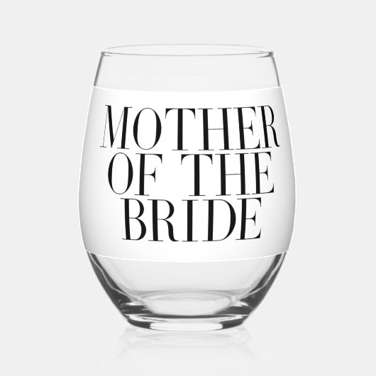 Mutter der Bride Black Moderne Elegant Custom Weinglas Ohne Stiel (Vorderseite)