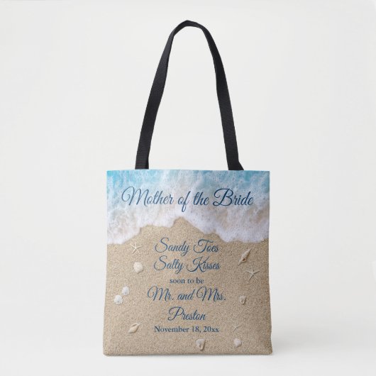 Mutter der Bride Blue Beach Waves Sandy Toes Tasche (Vorderseite)