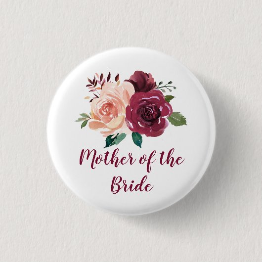 Mutter der Bride Blush Burgund Bloral Button (Vorderseite)