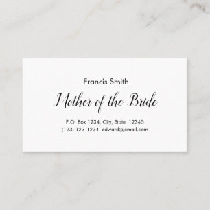 Mutter der Bride Business Cards Visitenkarte