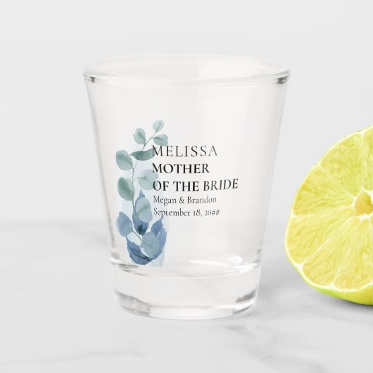 Mutter der Bride Eukalyptus Greenery Wedding Schnapsglas (Vorderseite)