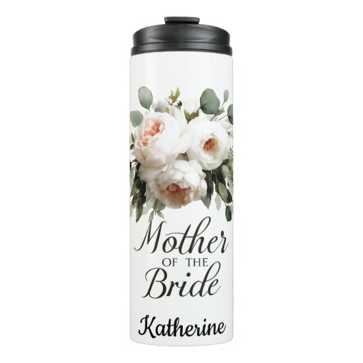 Mutter der Bride Floral Elegant Hochzeitsdesign Thermosbecher (Vorderseite)