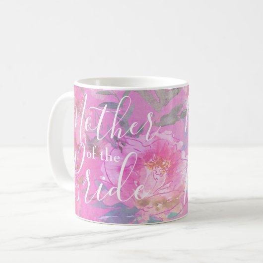 Mutter der Bride Floral Pink Moderne Kaffeetasse (Vorderseite Links)