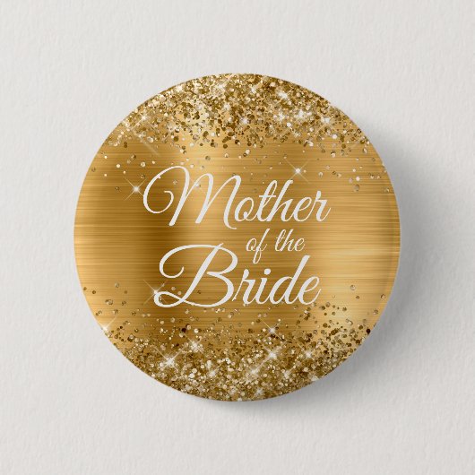 Mutter der Bride Glittery Gold Foil Button (Vorderseite)
