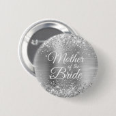 Mutter der Bride Glittery Silberfolie Button (Vorne & Hinten)