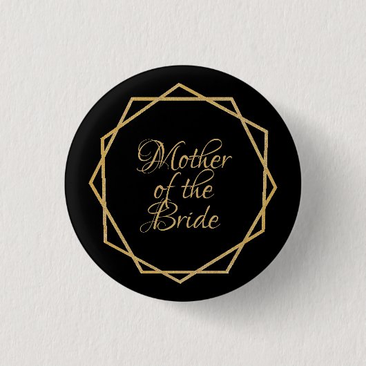 Mutter der Bride Gold Black Elegant Geometric Button (Vorderseite)