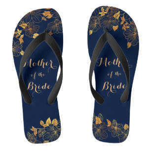 Mutter der Bride Gold Foliage Navy Blue Badesandalen