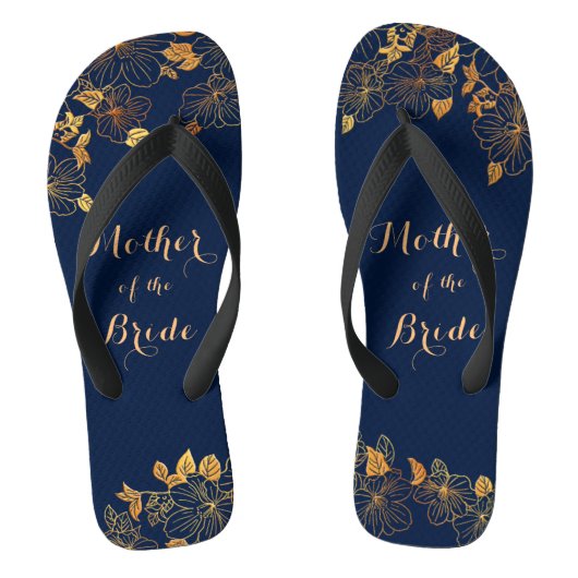 Mutter der Bride Gold Foliage Navy Blue Badesandalen (Fußbett)