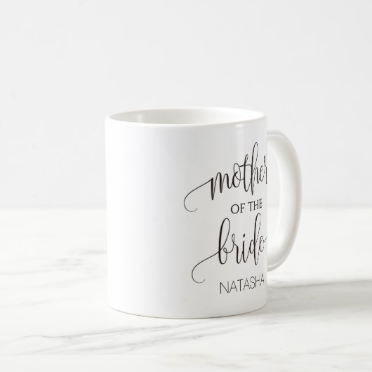Mutter der Bride-Kalligrafie-Hochzeitsgeschenk Kaffeetasse (VorderseiteRechts)