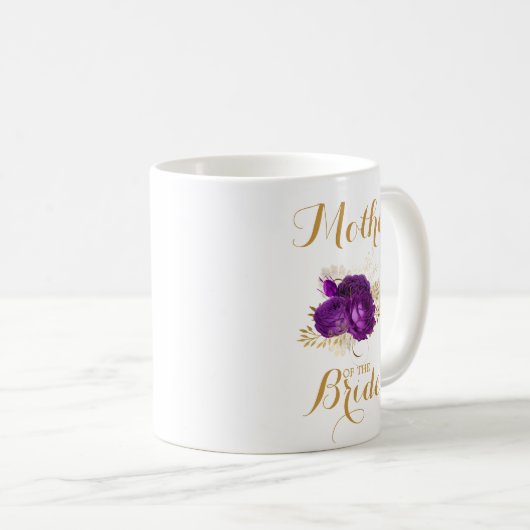 Mutter der Bride Lila Gold Floral Coffee Tasse (VorderseiteRechts)