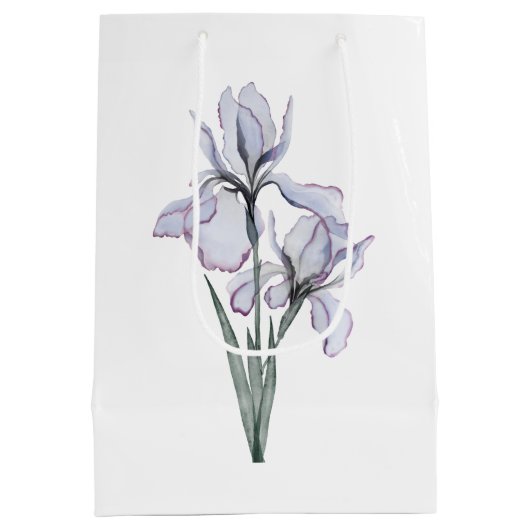 Mutter der Bride Modern Lavender Iris Hochzeit Mittlere Geschenktüte (Rückseite)