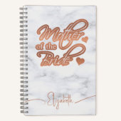 Mutter der Bride Moderne Rose Gold Herz Marmor Notizblock (Vorderseite)