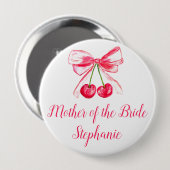 Mutter der Bride Pink Bow Coquette Wedding Button (Vorne & Hinten)