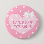 Mutter der Bride Pink Hearts White Bow Button (Vorderseite)