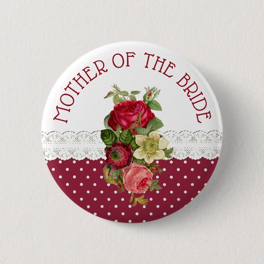 Mutter der Bride Rose Bouquet Wedding Button (Vorderseite)
