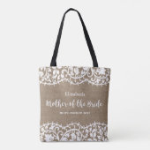 Mutter der Bride Rustic Lace Burlap Custom Tasche (Rückseite)