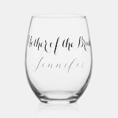 Mutter der Bride Script Name Geschenke Hochzeit Weinglas Ohne Stiel (Vorderseite)