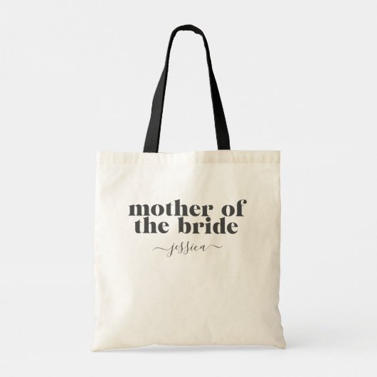 Mutter der Bride Simple Modern Custom Black Tragetasche (Rückseite)