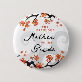 MUTTER DER BRIDE Tropical Blume Wirbel Hochzeit Button (Vorderseite)