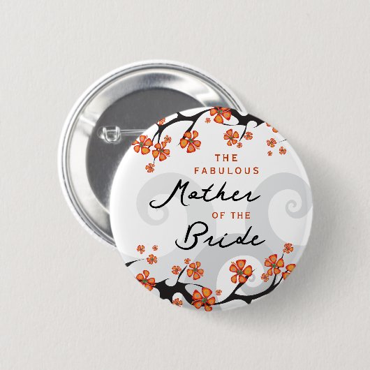 MUTTER DER BRIDE Tropical Blume Wirbel Hochzeit Button (Vorne & Hinten)