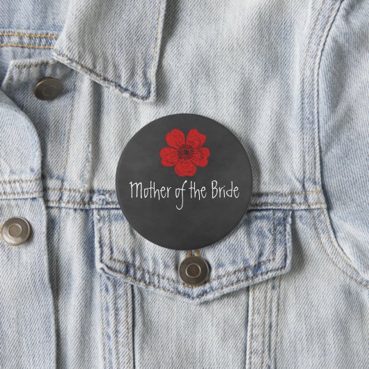 Mutter der Bride Wild Rote Rosen Chalkboard Button (Beispiel)
