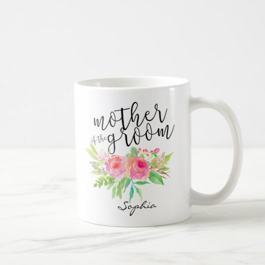 Mutter der Groom|Aquarellblume Personalisiert Kaffeetasse (Rechts)