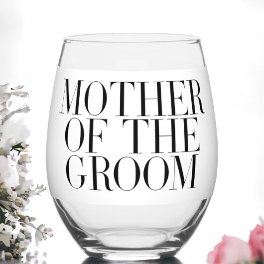 Mutter der Groom Black Modern Elegant Custom Weinglas Ohne Stiel