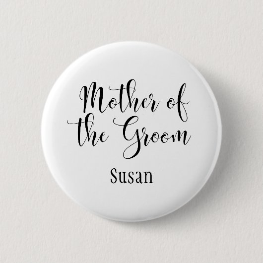 Mutter der Groom Black Typografie w/ Name (30) Button (Vorderseite)