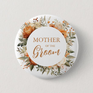 Mutter der Groom Burnt Orange Fall Floral Button