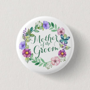 Mutter der Groom Elegant Floral Wedding Button