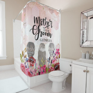 Mutter der Groom Floral Pink-Gold Geometric Duschvorhang