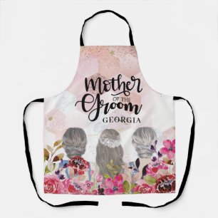 Mutter der Groom Floral Pink-Gold Geometric Schürze