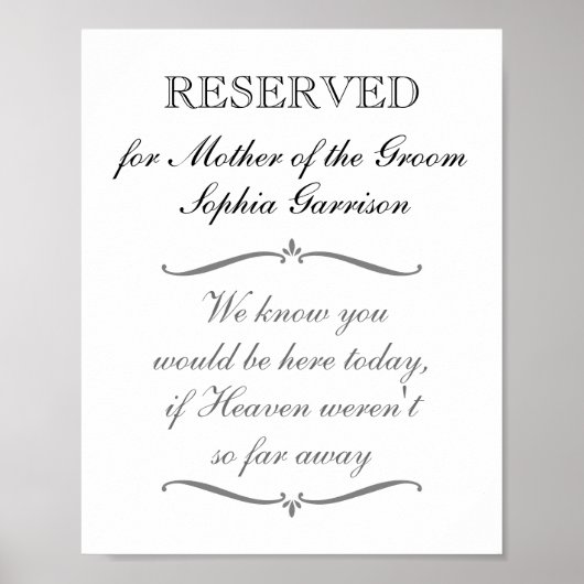 Mutter der Groom Gedenkstätte vorbehalten Hochzeit Poster (Vorne)