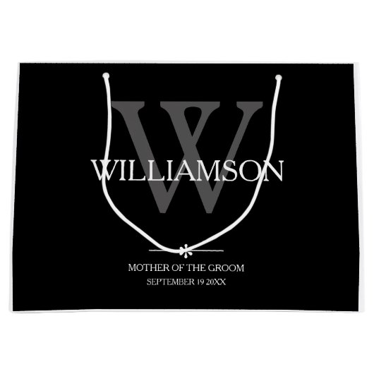 Mutter der Groom-Geschenk Monogram Elegant Hochzei Große Geschenktüte (Vorderseite)