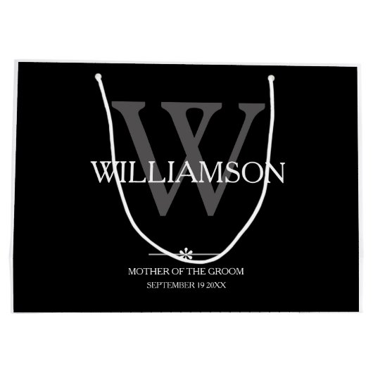 Mutter der Groom-Geschenk Monogram Elegant Hochzei Große Geschenktüte (Rückseite)