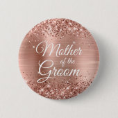 Mutter der Groom Glittery Rose Gold Foil Button (Vorderseite)
