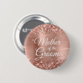 Mutter der Groom Glittery Rose Gold Foil Button (Vorne & Hinten)
