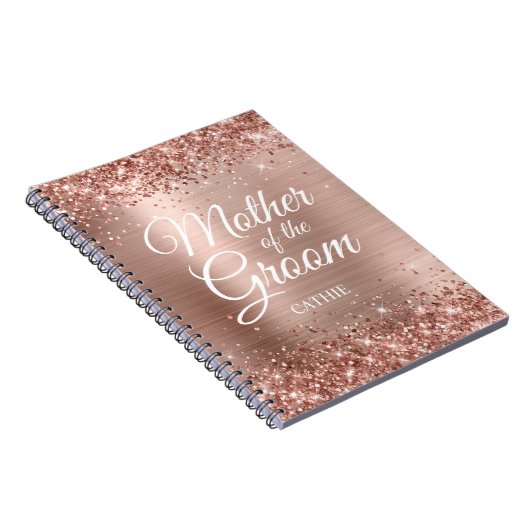 Mutter der Groom Glittery Rose Gold Foil Notizblock (Rechte Seite)