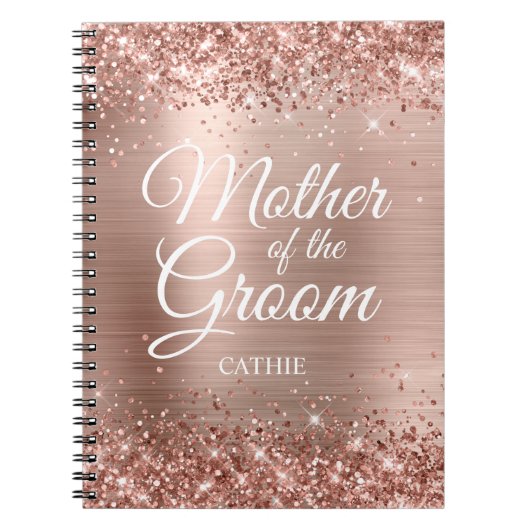 Mutter der Groom Glittery Rose Gold Foil Notizblock (Vorderseite)