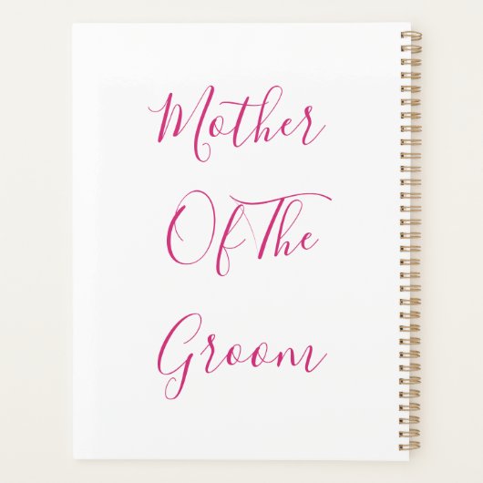 Mutter der Groom Hochzeit rosa einfaches Geschenk  Planer (Rückseite)