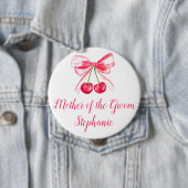 Mutter der Groom Pink Bow Coquette Hochzeit Button (Beispiel)