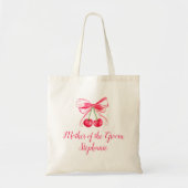 Mutter der Groom Pink Bow Coquette Hochzeit Tragetasche (Vorne)