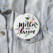 Mutter der Groom Pink Floral Wasserfarbe Hochzeit Button (Beispiel)