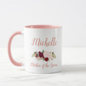 Mutter der Groom Pink Marsala Bloral Hochzeit Tasse (Links)